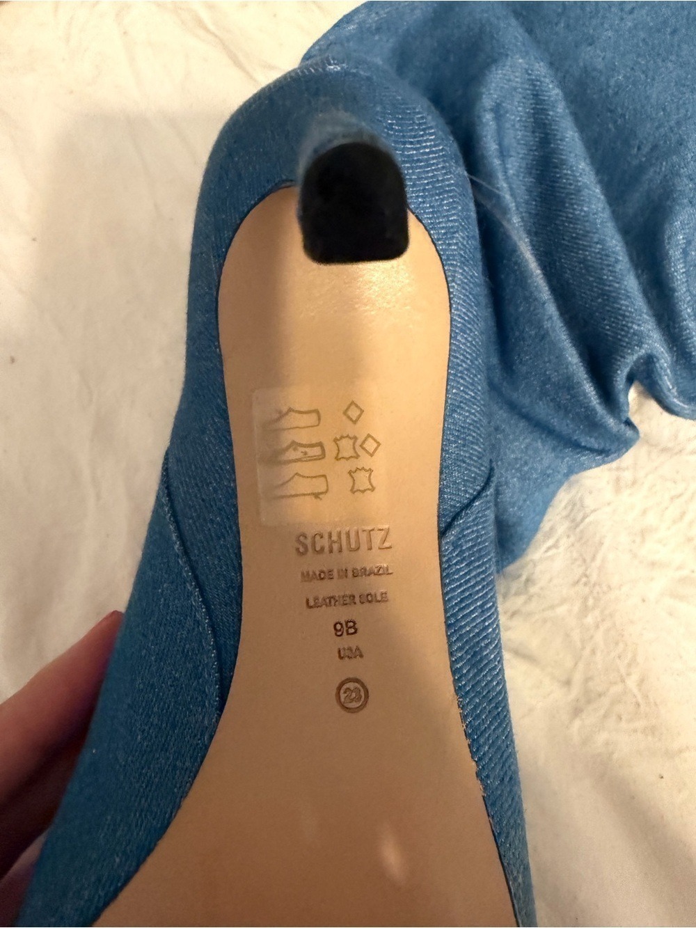 SCHUTZ Blue Slouchy Pointed-Toe Stiletto Boots - Picture 2 of 2